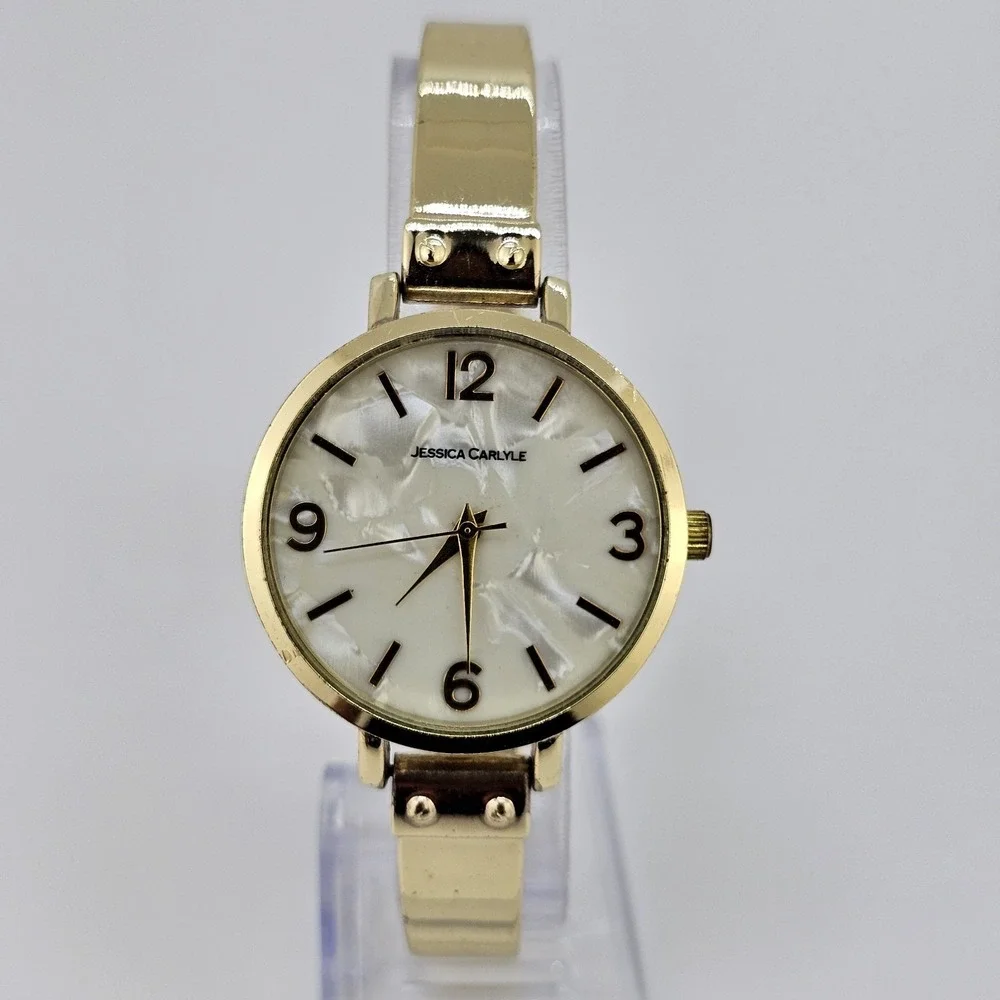 Jessica Carlyle Women's Analog Watch 34MM MOP Dial Gold Bands 7